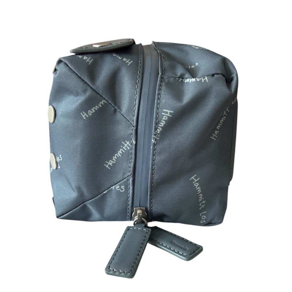 Hammitt Logo Dopp Kit Travel Toiletry Case Organizer Gray Blue Nylon Leather Zip - Picture 6 of 12